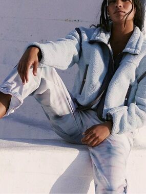 FREE PEOPLE FP MOVEMENT Blue Courtside Fleece Jacket